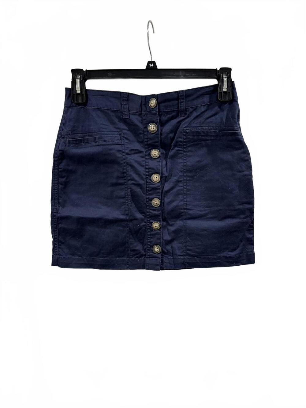 Copper Key Navy Cotton Blend Full Button Front Short Mini Skirt- Size Medium - Picture 5 of 9